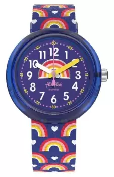 Image of Flik Flak FPNP111 RAINBOW PARTY Blue Dial / Blue Rainbow Watch