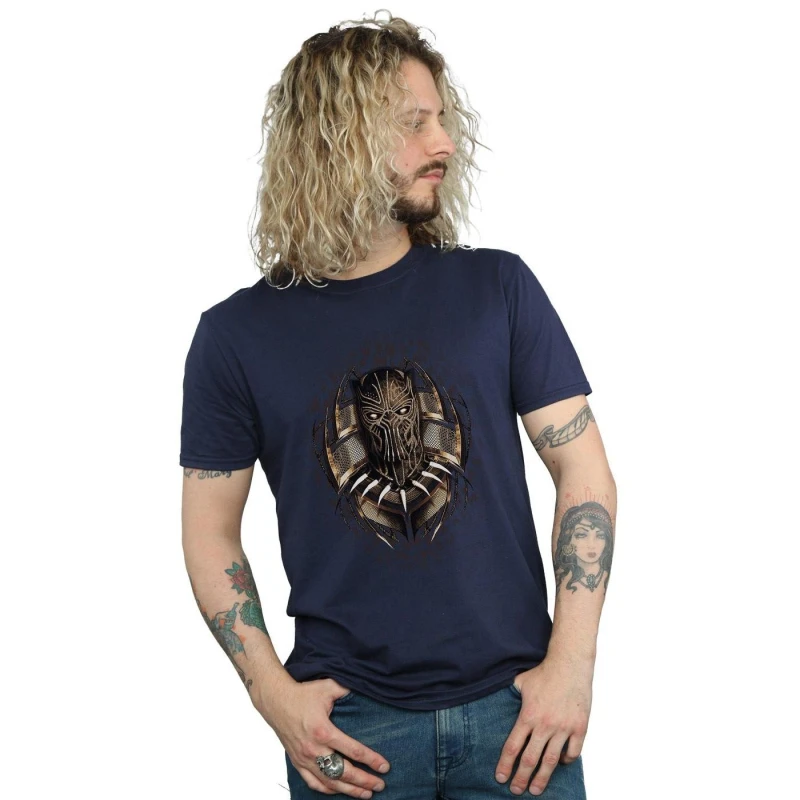 Image of Marvel Marvel Men Black Panther Gold Killmonger T-Shirt in Navy Size: Small Navy S Male 5057736585276