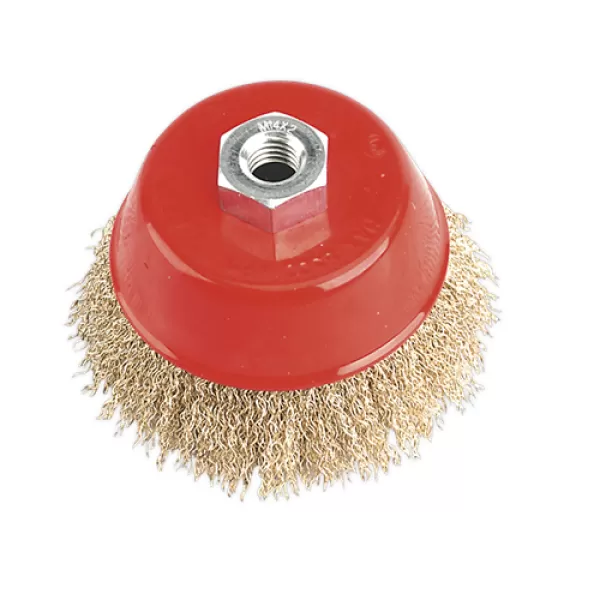 Image of Genuine SEALEY CBC100 Brassed Steel Cup Brush Ø100mm M14 x 2mm
