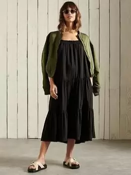 Image of Superdry Jersey Midi Dress - Black, Size 10, Women