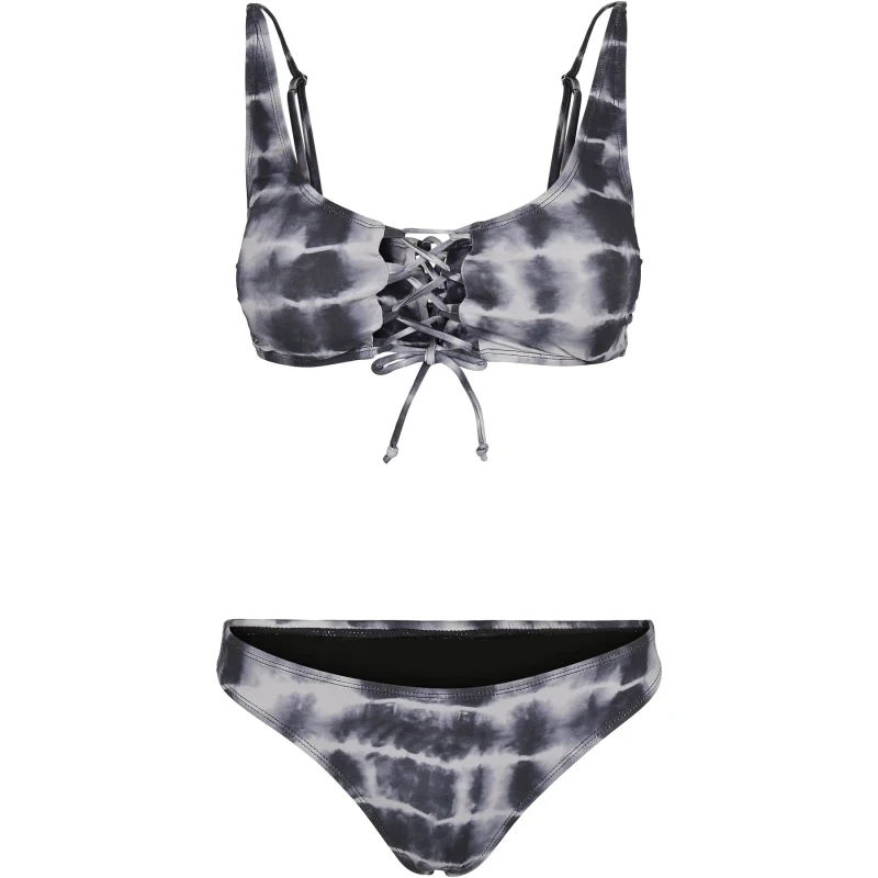 Image of Urban Classics Womens Bikini: Urban Classics Lace Up Tie Dye Noir Female XS