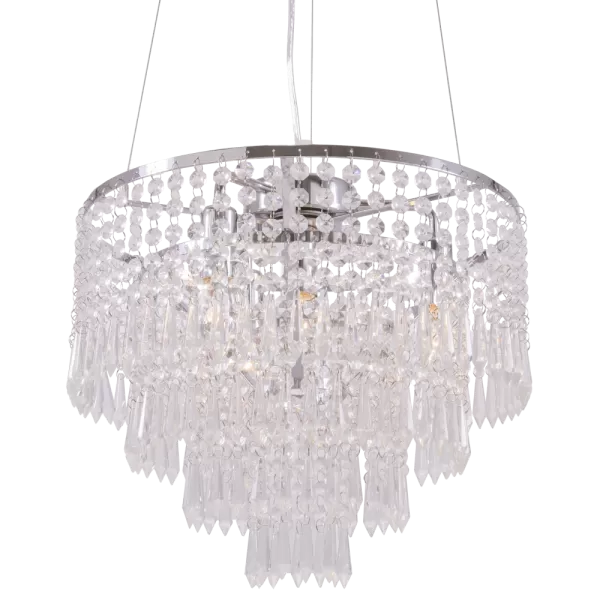Image of Porto 4 Light Pendant Ceiling Light Silver, E14