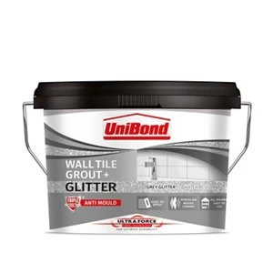 Image of UniBond Ultra force Ready mixed Grey glitter Tile Adhesive & grout 3.2kg