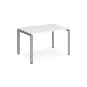 image of Bench Desk Single Person Starter Rectangular Desk 1200mm White Tops With Silver Frames 800mm Depth Adapt