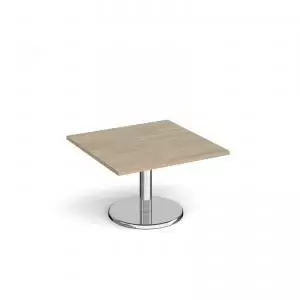 image of Pisa square coffee table with round chrome base 800mm - barcelona