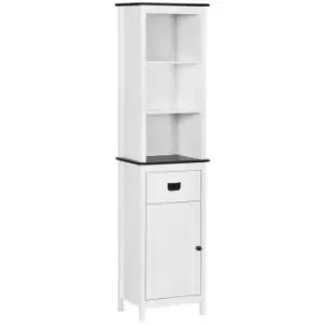 Image of Freestanding Tall Bathroom Cabinet with Drawer and Adjustable Shelf