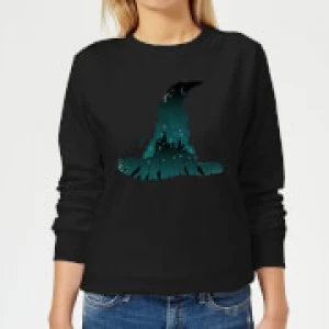 image of Harry Potter Sorting Hat Silhouette Womens Sweatshirt - Black