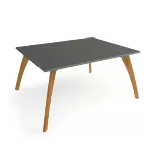 Image of Enable worktable 1600mm x 1600mm deep with four solid oak legs - onyx grey