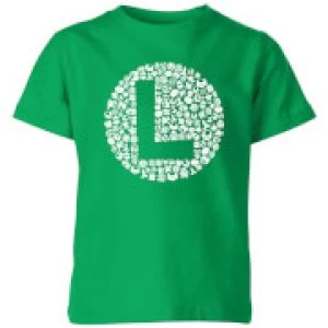 Image of Nintendo Super Mario Luigi Items Logo Kid's T-Shirt - Kelly Green - 11-12 Years