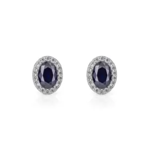 image of Diamonfire Silver White & Sapphire Zirconia Oval Cut Stud Earrings