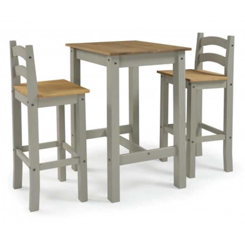 Image of MERCERS FURNITURE Corona Grey Wax Bistro Table and 2 Barstools 2TONE115
