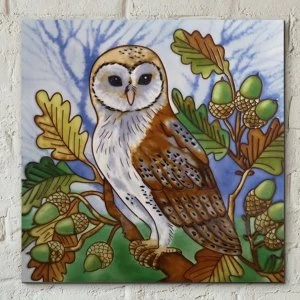 Image of Tile 8x8 Owl In Oak Tree By Judith Yates Wall Art