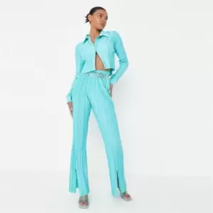 image of Missguided Split Hem Flare - Blue