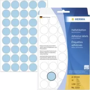 Image of Herma 2253 Labels Ø 19mm Paper Blue 1280 pc(s) Permanent adhesive Sticky dots