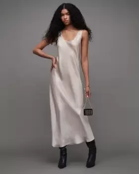Image of AllSaints Cody Round Neck Maxi Slip Dress
