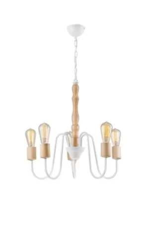 Image of Norah Industrial Multi Arm Pendant Ceiling Light White, 5x E27