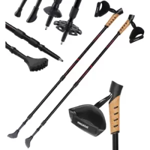 Image of Sportana - Nordic Walking Sticks Hiking Poles Telescopic Walking Poles Anti-Shock Poles Trekking Sticks Walking Hiking Pair 205g/Stick Anti-Shock Red