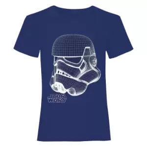 Image of Star Wars Boys Stormtrooper Wireframe T-Shirt (12-13 Years) (Navy)