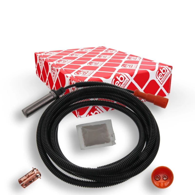 Image of FEBI BILSTEIN 35332 ABS Sensor Rear Axle Left, with bush Sensor,wheel speed (412)