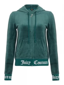 Image of Juicy Black Label Velour Jacquard Robertson Jacket With Hem Logo Dark Green