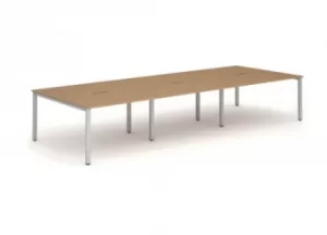 Image of B2B Silver Frame Bench Desk 1200 Oak (6 Pod)