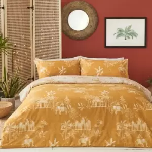 Image of Furn Jaipur Elephant Duvet Cover Set (Double) (Ochre Yellow)
