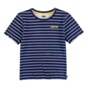 image of Levis Ribbed Striped T-Shirt Junior - Blue