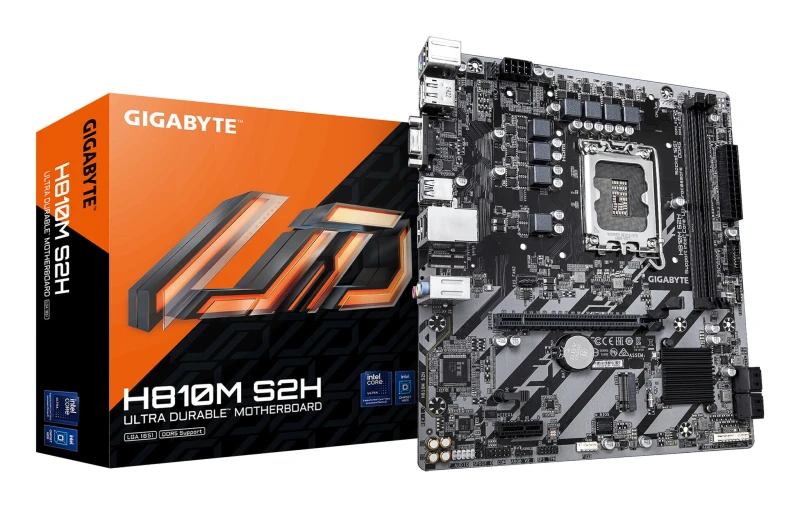 Image of Gigabyte Gigabyte H810M S2H Motherboard - Intel Core Ultra (Series 2) CPUs, 4+1+2 Phases VRM, up to 6400MHz DDR5, 1xPCIe 4.0 M.2, 1GbE LAN, USB 3.2 Ge