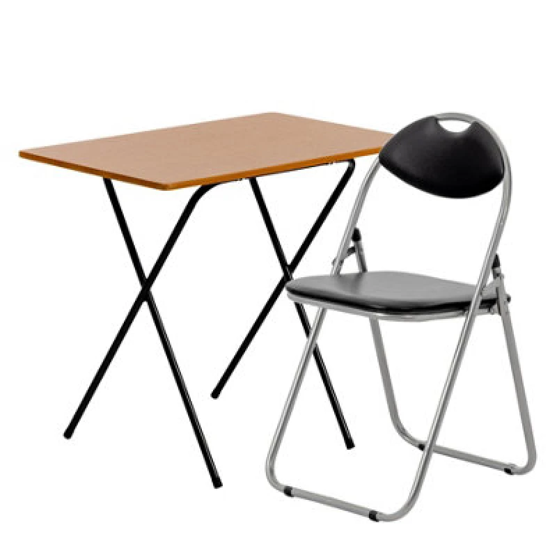 Image of Harbour Housewares Wooden Folding Desk & Chair Set - Natural/black