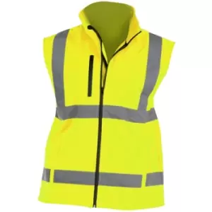 Image of Yoko Mens Hi Vis Softshell Bodywarmer / Workwear (S) (Hi-Vis Yellow) - Hi-Vis Yellow