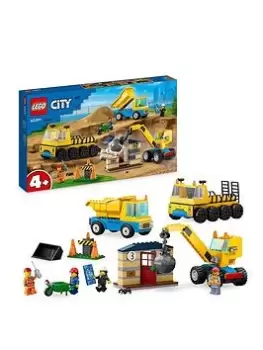 image of Lego City Construction Trucks & Wrecking Ball 60391