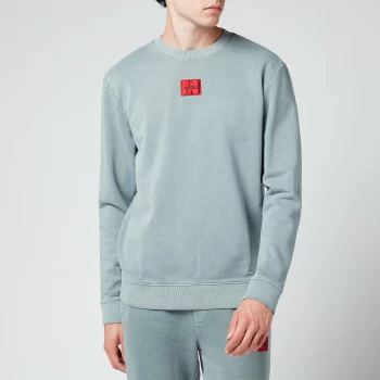 Image of Hugo Boss Logo Patch Crewneck Sweatshirt Pastel Blue Size L Men