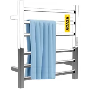 Image of VEVOR Heated Towel Rack, 6 Bars Design, Mirror Polished Stainless Steel Electric Towel Warmer with Built-In Timer, Wall-Mounted for Bathroom, Plug-In/