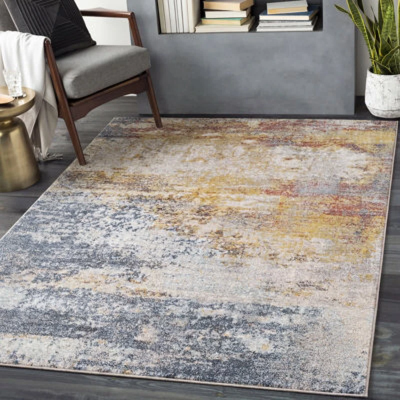 Image of Livabliss Abstract Modern Marble Light Grey Valerie Area Rug 160 X 213cm - Easy Care, Non Shedding, Ideal For Living Room & Bedroom