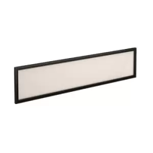 image of Straight glazed desktop screen 1600mm x 380mm - polar white with Black aluminium frame