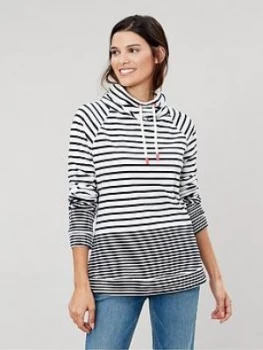 Image of Joules Mayston Funnel Neck Sweatshirt - Cream/Navy, Cream/Navy, Size 16, Women