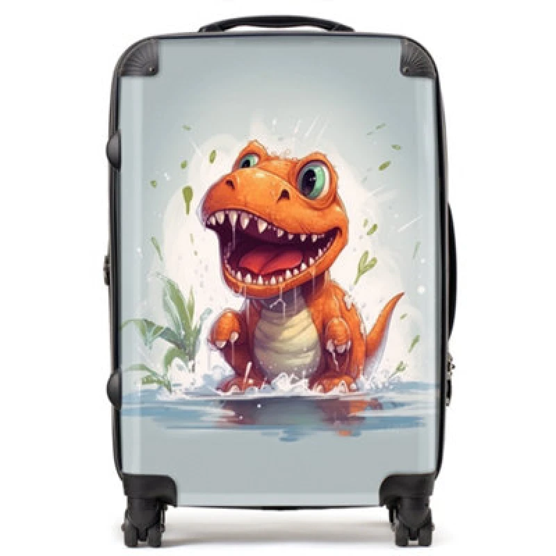 Image of Warren Reed Designer Dino Having A Splash Suitcase - Medium