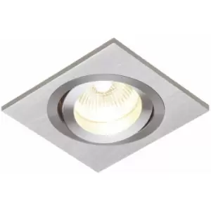 Image of Loops - single Adjustable Tilt Slim Square Ceiling Spotlight Brushed Silver GU10 Lamp