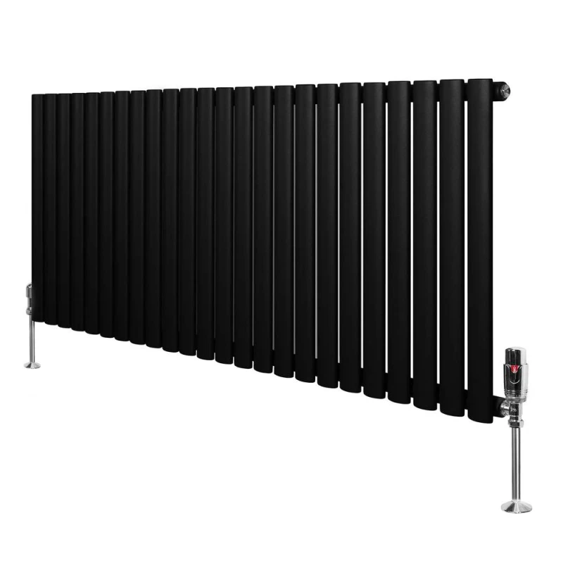 Image of Monstershop Oval Single Column Radiator & Valves - 600mm x 1440mm - Black Unisex