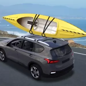 Image of HOMCOM 2 Pieces Kayak Roof Rack Universal Mount Cross Bar Carrier Roof Bars for Boat with Strap