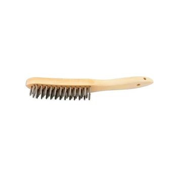 image of Abracs - Wooden Handle Wire Scratch Brush - 4 Row - Pack Of 4 - 32128