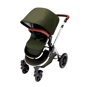 Image of Ickle Bubba Stomp V4 i-Size Travel System with Isofix Base -Woodland on Chrome with Tan Handles