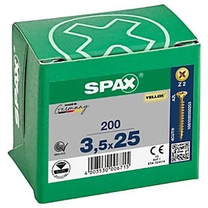 Image of Spax Pz Countersunk Yellox Screws - 3.5x25mm Pack Of 200