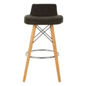 image of Bar Stool in Faux Leather with Beechwood Legs