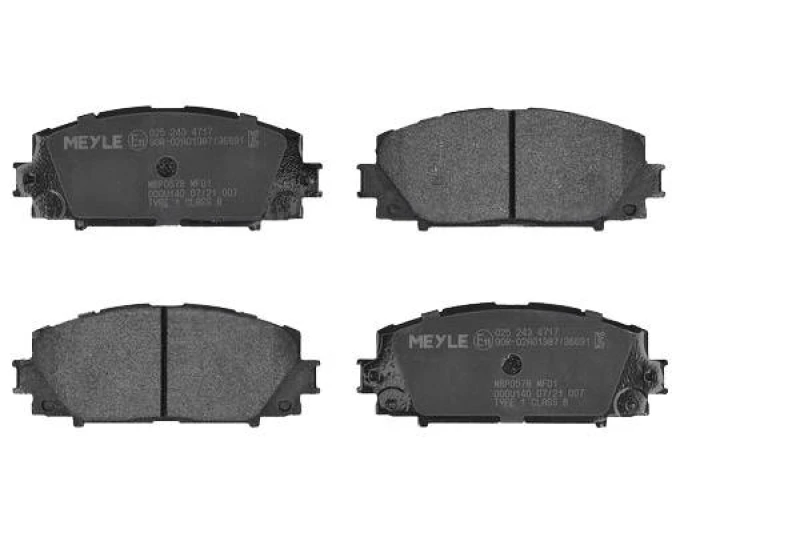Image of MEYLE 025 243 4717 Brake pad set Front Axle, excl. wear warning contact, Original Quality, with anti-squeak plate Brake Pad Set,disc brake (402)