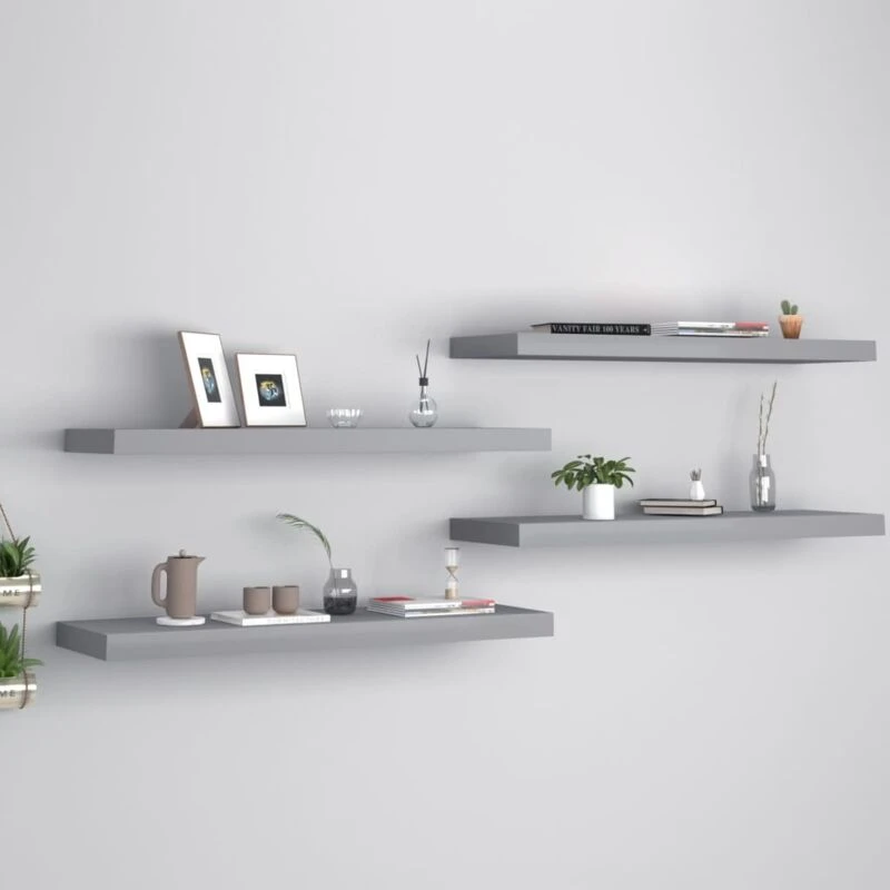 Image of VIDAXL Vidaxl - Floating Wall Shelves 4 pcs Grey 80x23.5x3.8cm mdf 8720286074893