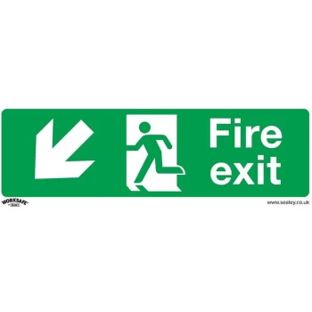 image of SS34P1 Safe Conditions Safety Sign - Fire Exit (Down Left) - Rigid Plastic - Sealey