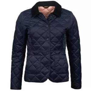 Image of Barbour Womens Deveron Quilted Jacket Navy/Pale Pink 12