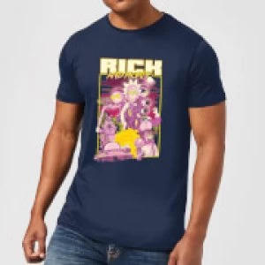 Image of Rick and Morty 80s Poster Mens T-Shirt - Navy - L