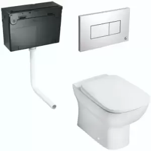 Image of Ideal Standard Studio Echo back to wall toilet with soft close seat, concealed toilet cistern and push plate - White